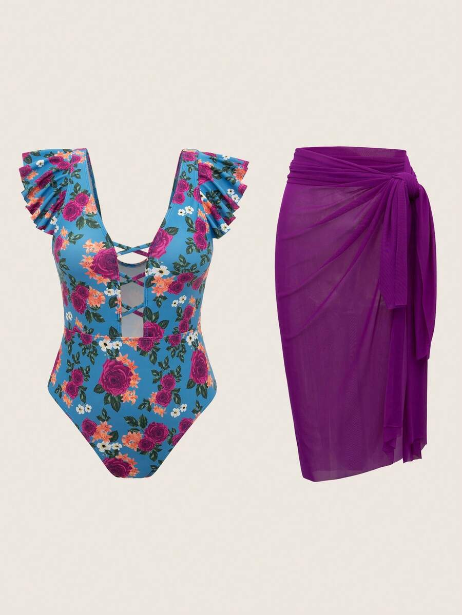 冠威新款简约连体泳衣，度假风夏季 - 彩色 - 查看 1