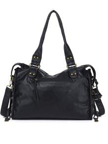 New Women's Handbag, Washed Fabric Tote Bag, Large Capacity, Perfect For Back To School, College, High School, Workplace - Black - View 5