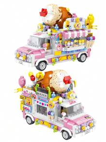 600 + PCS Mini Food Truck Building Set, Made Of ABS Material, Is A DIY Toy Model Kit Suitable For Adults. Collectible Decorative Toy Model Vehicle. As A Halloween Gift, This Is An Excellent Choice. Ice Cream Truck, Cake Truck, Hamburger Truck, Food Truck, Pig Truck, Cat Truck And Dessert Truck, Etc., Are All Small Creative Model Vehicles. In The Wonderful Toy World, The Building Toy Car Models We Collected Stand Out. These Are Not Ordinary Toys, But A Perfect Combination Of Creativity, Fun And Practicality. These Mobile Building Toy Trucks Are Excellent Christmas Gifts. - Multicolor - View 3