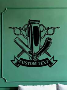 Logotipo de Parede de Metal Vintage Personalizado para Barbearia, Etiqueta de Nome de Barbeiro, Rótulo de Metal Personalizado para Barbearia, Arte de Parede de Metal para Salão de Beleza, Decoração de Parede da Barbearia, Presente para Cabeleireiro, Dia dos Namorados, Decoração do Dia dos Namorados