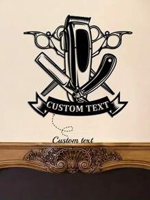 Logotipo de Parede de Metal Vintage Personalizado para Barbearia, Etiqueta de Nome de Barbeiro, Rótulo de Metal Personalizado para Barbearia, Arte de Parede de Metal para Salão de Beleza, Decoração de Parede da Barbearia, Presente para Cabeleireiro, Dia dos Namorados, Decoração do Dia dos Namorados