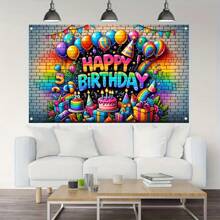 1 szt. Baner urodzinowy, tło fotograficzne na przyjęcie urodzinowe, tło dekoracyjne z atmosferą, dekoracja festiwalu na świeżym powietrzu, dekoracja ogrodu domowego, artykuły ogrodowe, Boże Narodzenie