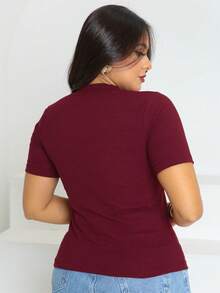 Kit 3 Women's Premium Ribbed Midi Collar T-Shirt - Lựa chọn 2 - Xem 7