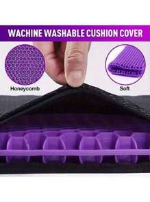 1 套（3.5 厘米厚）多用途硅胶垫柔软弹力坐垫耐用拉链可拆卸盖防滑凝胶座垫适用于家庭、学生、汽车、长椅、紫色、（超厚）、柔软透气、轮椅凝胶坐垫、办公椅凝胶坐垫（1 个坐垫+1 个盖） - 彩色 - 查看 4