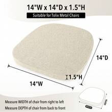 PAROLL Metal Chair Cushions 14x14 Seat Small Tolix For Metal Chairs Cushions Pads Dining 14 Inch - Light Linen - View 2