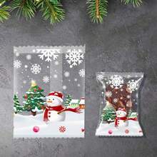 100pcs Cartoon Animal Patterned Plastic Stand-Up Bags For Cookies  Baking Cakes Dessert Machine Sealing  Christmas Decorations And Party Favors With Cute Snowflake Design Christmas Christmas Decor Christmas Decorations Christmas Bags Christmas Gifts - Multicolor - View 13