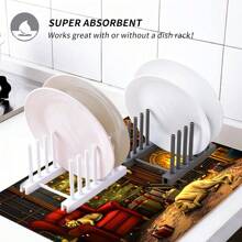 1pc, Home Decor, Christmas Decor, Night Before Christmas Print Draining Mat, New Absorbent Kitchen Counter Drying Pad, Kitchen Utensil Drying Mat - Dish Mat, Soft Diatomite Non-Slip Quick-Dry Mat, Suitable For Kitchen Counter, Suitable For Espresso Machines & More