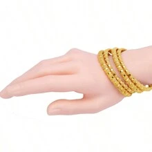 4 piezas/set Brazaletes ajustables de cobre bañados en oro de 24K para mujer, de lujo