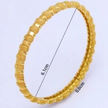 4 piezas/set Brazaletes ajustables de cobre bañados en oro de 24K para mujer, de lujo