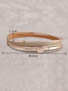1pc Fashionable Personalized Round Metal Charm Multi-Layer Snake Skin Leather Wrap Bracelet, Gift For Girlfriend/Mom - Can Be Worn In Any Position On The Wrist