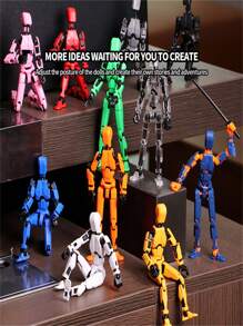 3rd Gen Lucky Movable Jointed 3D Print Doll Figurine, Randomized Styles & Colors, Interactive Toys For Kids Boys & Girls - Multicolor - View 8
