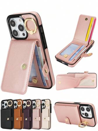 AWQUER PU Leather Case Compatible With Iphone 16 15 14 13 12 Mini 11 Pro X XS Max XR 8 7 Plus SE 5G 2022 2020 With 360° Finger Ring Holder,RFID Blocking Wallet Phone Bag Case Compatible With Galaxy S24 S23 FE S22 Plus Note 20 Ultra A55 A35 A25 A15 A54 A14 A53 4G 5G Kickstand Holder Card Holder Slots Cover