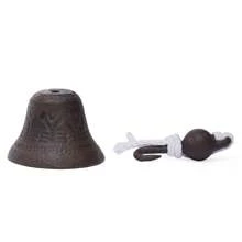 YUNRUX Rustic Cast Iron Ship's Bell, Captain's Bell For Rustic Wall Art, Bronze Imitation, Vintage Wall Mount, Rustic, Black (13.5 * 13.5cm) - Black - View 3
