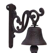 YUNRUX Rustic Cast Iron Ship's Bell, Captain's Bell For Rustic Wall Art, Bronze Imitation, Vintage Wall Mount, Rustic, Black (13.5 * 13.5cm) - Black - View 5