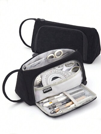 1 st enfärgad pennväska, modern dekor med bokstavslappar i flera lager för mellanstadiet, skola och kontor, nödvändigheter för skolstart, kreativ present till Thanksgiving, jul, födelsedags- och halloweendekoration, skolstart, skolmaterial, pennfodral, pennficka, skolväska