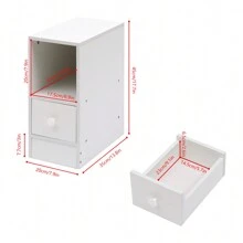 Slim Bedside Cabinet, Narrow Nightstand Side Table, Bedside Table With Drawer & Open Shelf For Bedroom, Living Room Sofa Side End Table - White - View 5