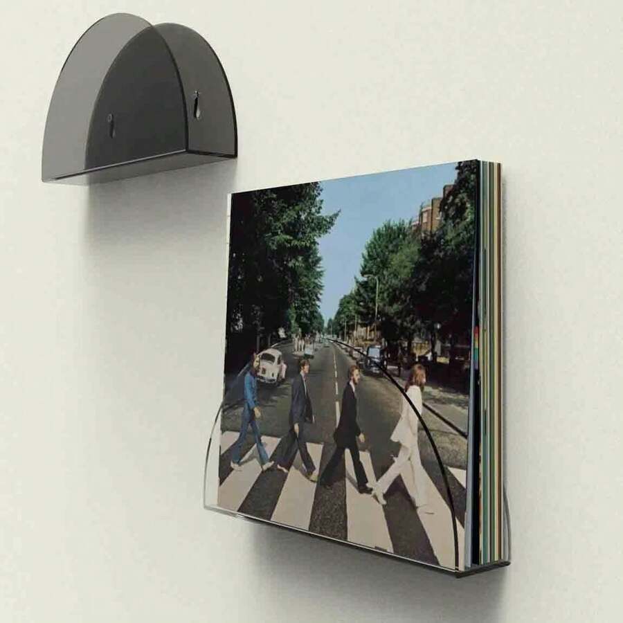 Acrylic Record Wall Rack, LP Storage Shelf, Gift For Vinyl Vinyl Record & Magazine Enthusiasts, Wall Mounted Magazine Display Rack - Brown - View 1