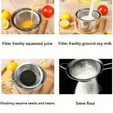 Stainless Steel Fine Mesh Strainers, Small, Medium, And Large Sizes With Sturdy Handle And Hook, Perfect For Coffee Filter Spoon, Sifting Spoon, Flour Sieve - Essential Kitchen Tools