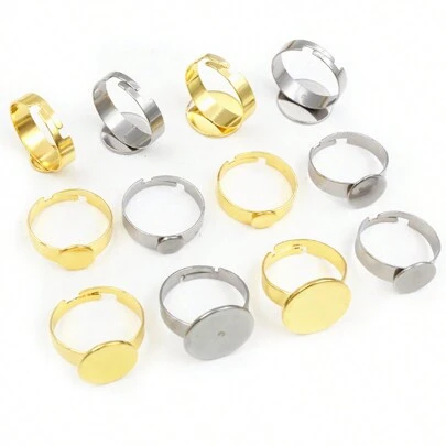 10 chiếc 6-15mm Thép không gỉ 304 Vòng Cài Đặt Trống Đế Phù Hợp Với 8-15mm Kính Cabochons DIY Trang Sức Làm Phụ Kiện
