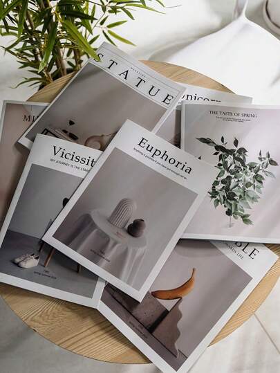 1Pc Ins风格简约英文杂志拍照道具摄影背景家居摆件简约风格家居装饰适合直播街拍适合美食珠宝化妆品等摄影活动