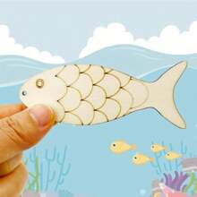 30pcs Unpainted Fish Shaped Wood Cut Out Fish DIY Crafts Cutouts Blank Wooden Hanging Ornaments For Wedding Birthday - As the Picture0 - View 5