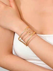 1 Máy Tính Vintage Sang Trọng Kim Loại Hình Học Rỗng Số 8 Thiết Kế Mở Lắc Tay Vòng Tay, Thích Hợp Cho Các Bữa Tiệc Và Dạ Tiệc - cổ điển - Xem 1