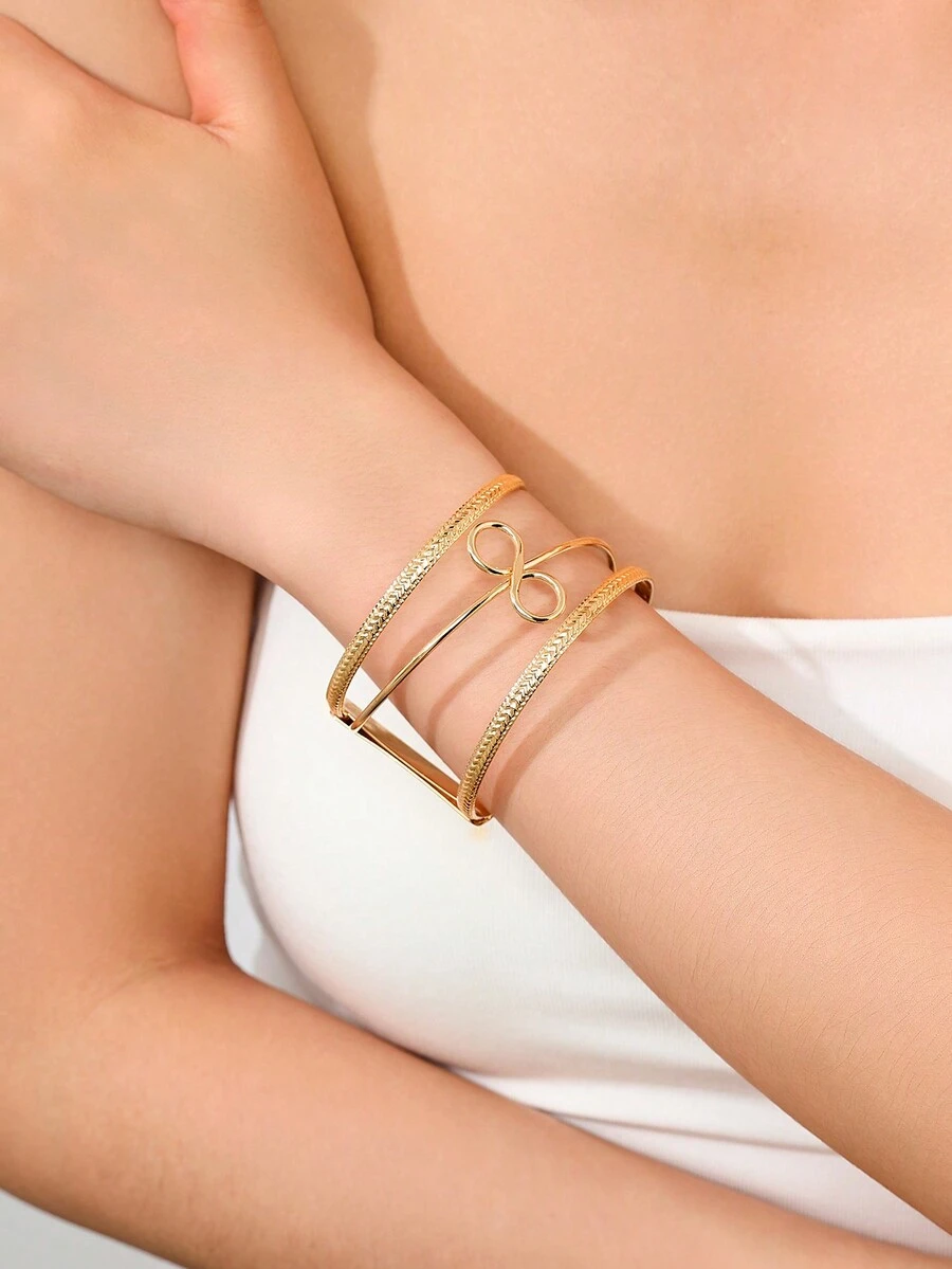 1 Máy Tính Vintage Sang Trọng Kim Loại Hình Học Rỗng Số 8 Thiết Kế Mở Lắc Tay Vòng Tay, Thích Hợp Cho Các Bữa Tiệc Và Dạ Tiệc - cổ điển - Xem 1