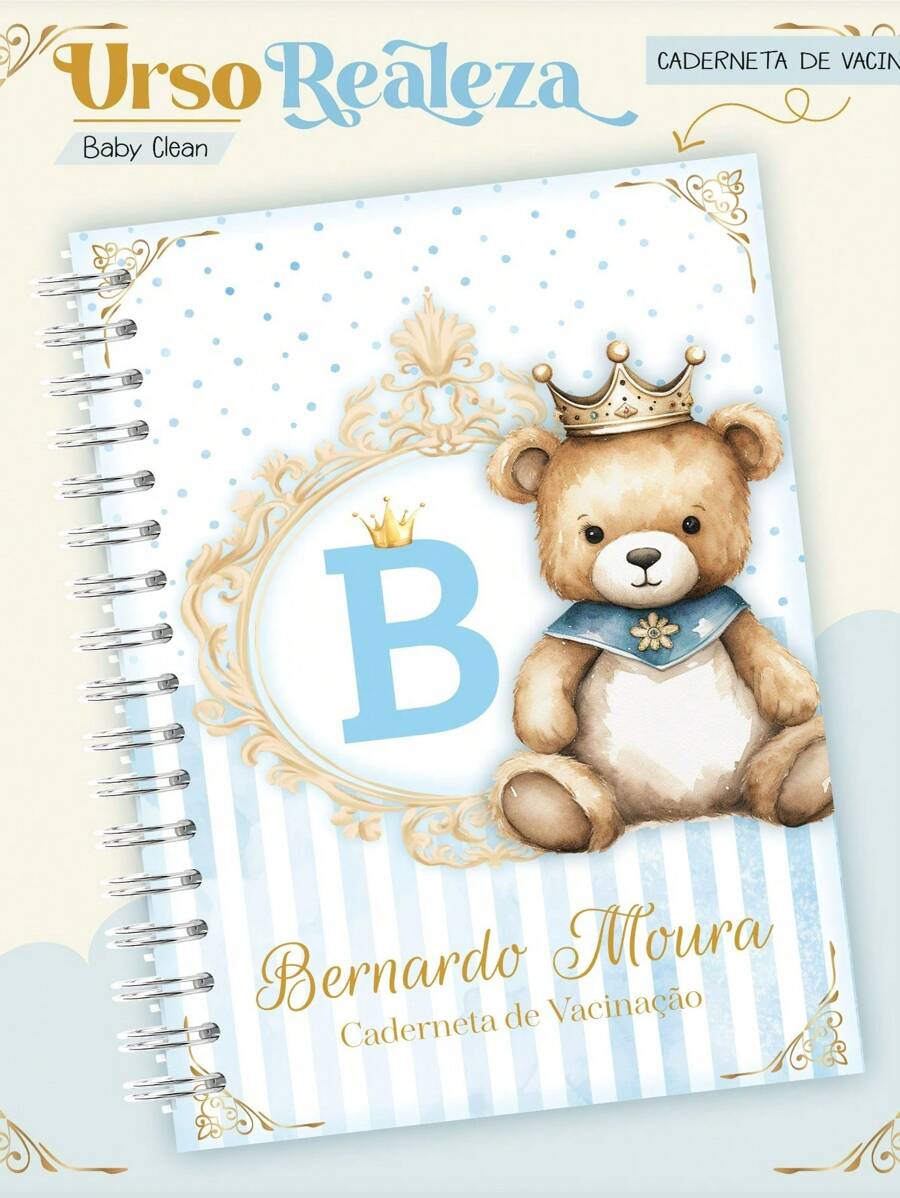 Vaccination Booklet Hardcover - Personalized For Boy - Royal Teddy Bear - View 1