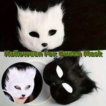 Máscaras Máscara de gato blanca de pintura, máscara de papel sin pintar en blanco DIY para disfraz, máscara de media cara de animal zorro, máscara de vestir DIY sin pintar para disfraz de mascarada, máscara de papel maché en blanco para manualidades, máscara en blanco pintable para disfraz - Multicolor - Ver 2