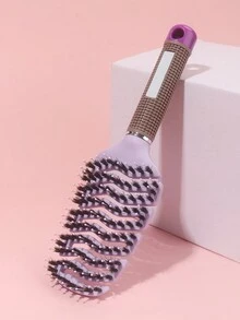 1 Stück atmungsaktive Haarbürste, Nass- & Trockenhaar Kamm, gebogene belüftete Bürste, Wildschweinborsten große gebogene Bürste, Haarstyling Bürste für Zuhause, geeignet für dickes, lockiges oder welliges Haar - Verschiedenfarbig - Übersicht 7