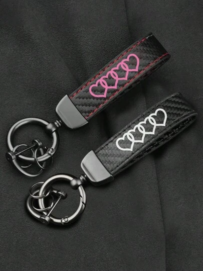 Schlüsselanhänger-Ring aus Leder und Kohlefaser, Schlüsselring aus Zinklegierung, die sich 360 Grad drehen lassen