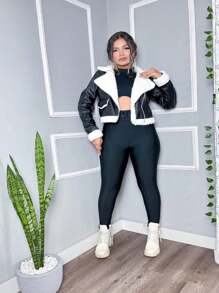 WOMEN'S LEATHER JACKET LINED WITH FUR ON THE LEATHER - 黑色 - 查看 2