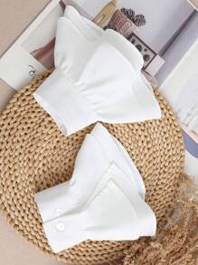 1 双白色双层喇叭袖口仿袖女款