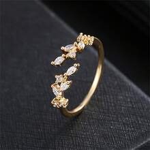 1pc Fashion Leaf Zirconia Embellished Open Ring, Minimalist & Versatile - ring - View 8