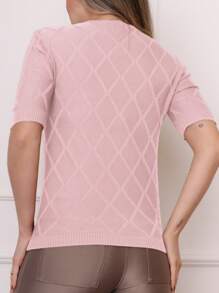 Women's T-Shirt Blouse In Fine Knitting Summer Release - 淺粉色 - 查看 3