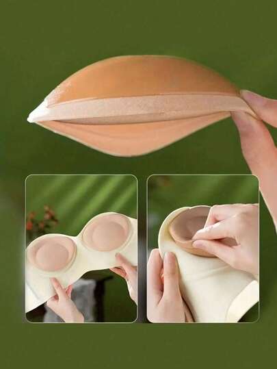 2pcs/Pair Ladies' Bikini Underwear Sponge Bra Pads With Adhesive Design