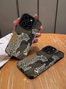 WeiMi 猎豹豹纹 1 件热带丛林图案毛绒柔软保护手机壳，适用于 iPhone 和 15/15 Plus/15 Pro/15 Pro Max 型号 - 彩色 - 查看 2