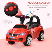 Macchinina per Bambini Cavalcabile con Volante, Fari e Musiche Integrate, Età 18-36 Mesi, 63.5x28x36cm - Rosso - Visualizzare 6
