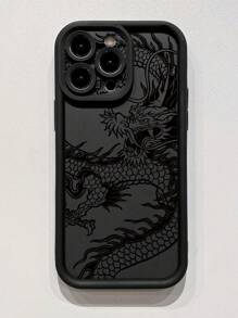 1 件简约黑龙纹黑玛瑙渐变手机壳适用于 Apple/Redmi/Infinix/Vivo/Oppo 防水防震防摔防刮 - 黑色 - 查看 5