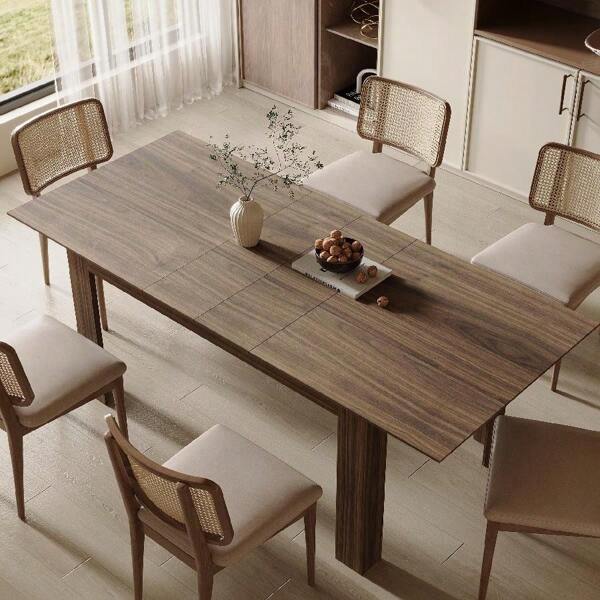 Extendable Dining Table For 6-10 Person, Wooden Dining Room Table(No Seater Included)