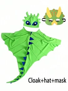 Kostium na imprezę świąteczną/Halloweenową, peleryna, kapelusz, maska - element dinozaura, dziecięcy szal na występ na festiwalu, kostium cosplay na imprezę świąteczną, prezenty festiwalowe na Boże Narodzenie i Nowy Rok, kostium dla dzieci na Halloween, kostium dla dzieci