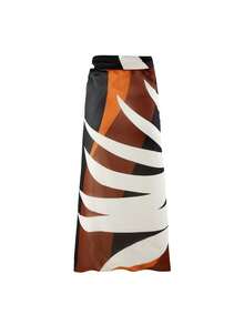 2023 New Style Women's Vintage Spa Bathing Suit And Chiffon Cover-Up Skirt 2pcs Set, One Size Summer