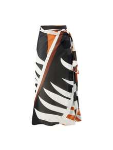 2023 New Style Women's Vintage Spa Bathing Suit And Chiffon Cover-Up Skirt 2pcs Set, One Size Summer