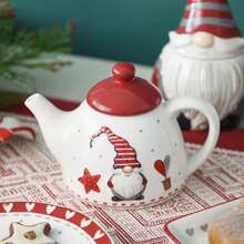 Nordic Stitching Santa Claus Bowls And Plates Tableware Set Embossed Sealed Jar Spice Jar Western Ceramic Flat Plate Cup Christmas Tableware Set,School Supplies
