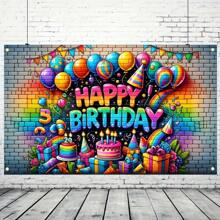 1 szt. Baner urodzinowy, tło fotograficzne na przyjęcie urodzinowe, tło dekoracyjne z atmosferą, dekoracja festiwalu na świeżym powietrzu, dekoracja ogrodu domowego, artykuły ogrodowe, Boże Narodzenie