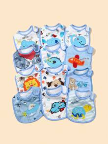 6 piezas Baberos para bebés con diseños estampados y bordados, baberos para la baba de bebés - Multicolor - Ver 2