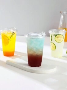 10 bộ/20 bộ - Cốc nhựa PET pha lê trong suốt, đựng kem, cà phê, nước ép trái cây và đồ uống, có sẵn dung tích 12oz, lý tưởng cho các bữa tiệc Cốc nhựa pha lê trong suốt có nắp đậy, cốc dùng một lần có nắp đậy dùng để đựng cà phê đá, sinh tố, sữa lắc, đồ uống lạnh. Sinh tố, sữa lắc, đồ uống lạnh, thích hợp cho tiệc cưới, Hawaii - Trong sáng - Xem 5