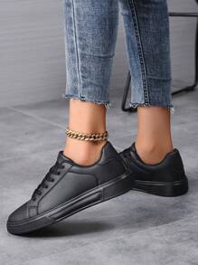 Damen schwarze Lässig-Sneaker, Große Größen Sportschuhe, Skateboardschuhe, modische vielseitige leichte atmungsaktive Freizeitschuhe für Studenten, Frühling/Sommer