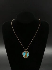 1 件时尚男士项链，复古可爱心形水钻合金，生日/节日礼物 - 愛心吊墜項鍊 - 查看 6