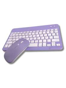 Colorful Rechargeable Wireless Bluetooth Mouse Keyboard Set Kit - Negro - Ver 7